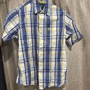 Abercrombie & Fitch Blue and Yellow Casual Button Down Shirt